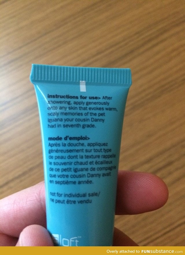 This was on a lotion they provide at a hotel