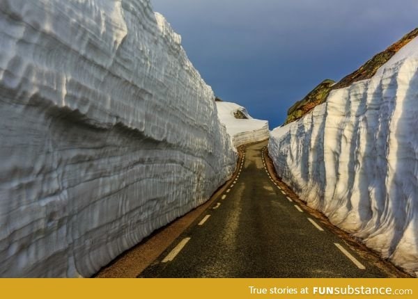 Plowed road in Norway