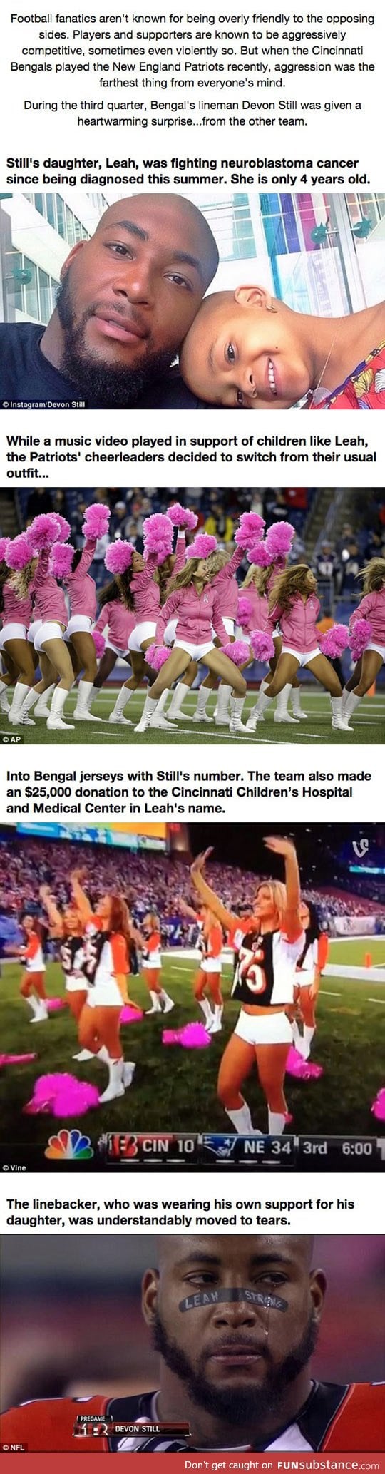 What nfl cheerleaders did mid-game brought everyone to tears
