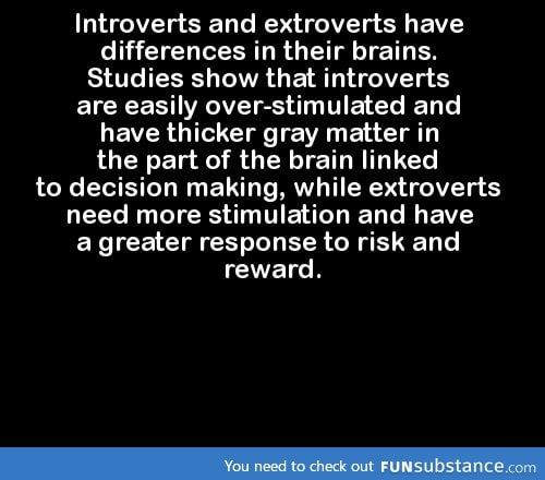 Introverts and extroverts have differences in their brains