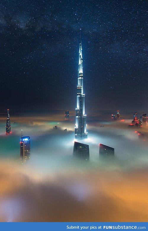 Majestic cloudy night in Dubai