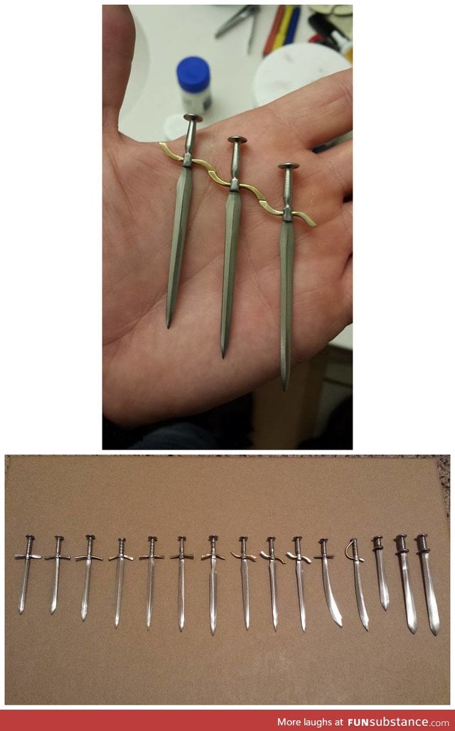 These are tiny swords made from nails