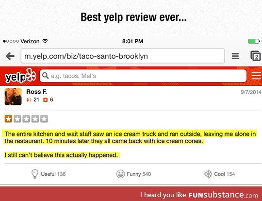 Hilarious yelp review