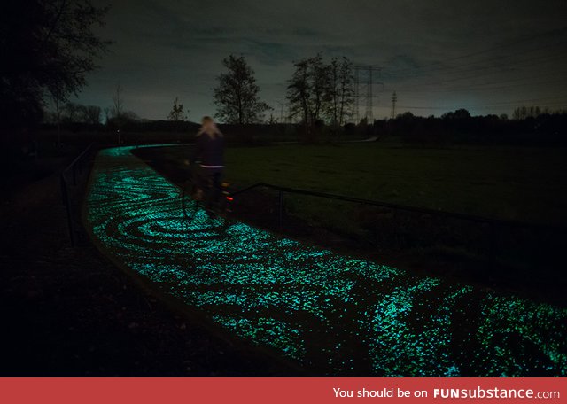 A Solar-Powered Glow-in-the-dark Bike Path