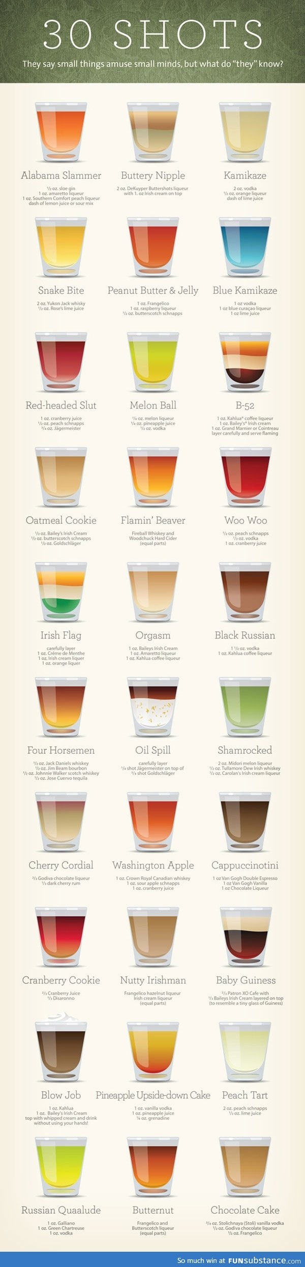 30 different types of shots