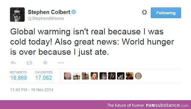 Stephen Colbert's thoughts on global warming