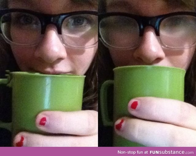 Drink coffee with glasses be like