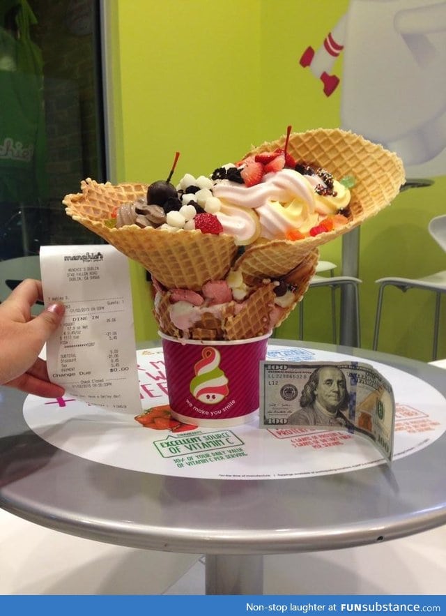 Saw a $5 for however much frozen yogurt you can fit into one cup deal