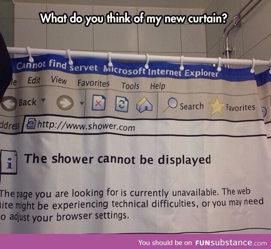 The shower cannot be displayed