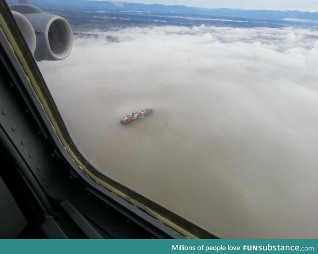 This ship looked like it was floating on a cloud today