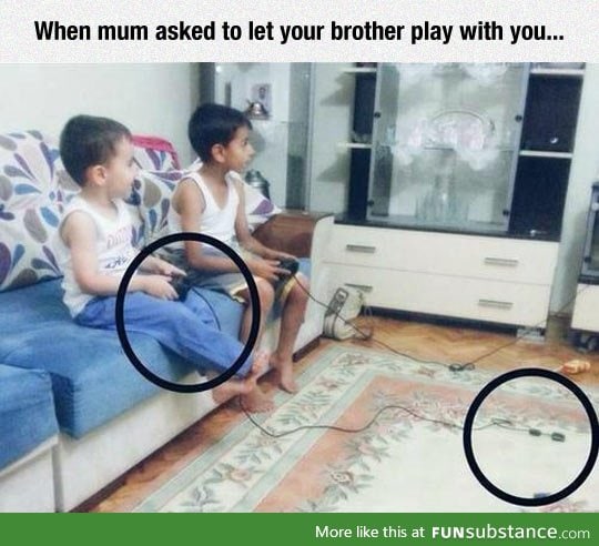 Playing video games with your little brother