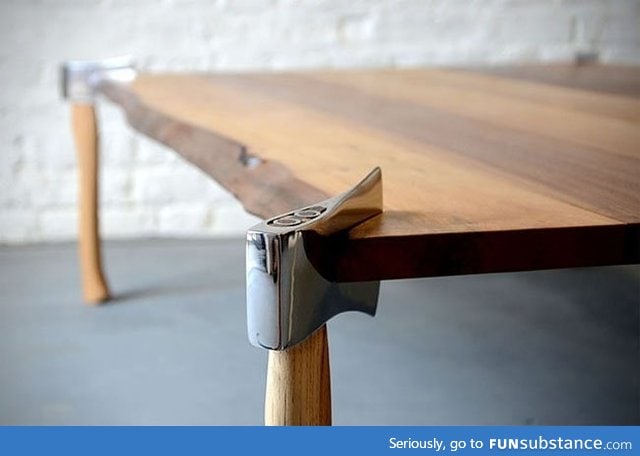 Table with axe in case of zombies