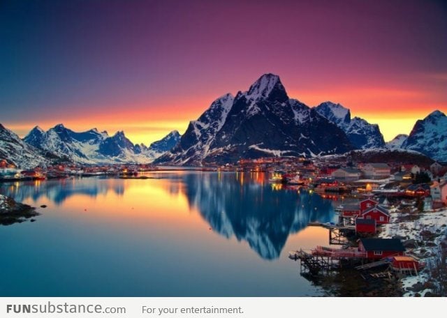 Beautiful lake in Lofoten, Norway