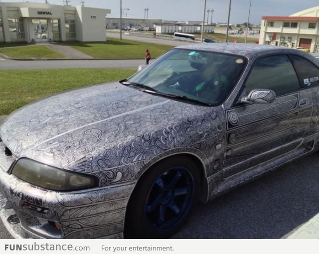 Saw this sharpie art on a car in Okinawa