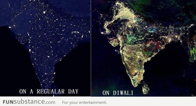 Satellite Image of India during Diwali