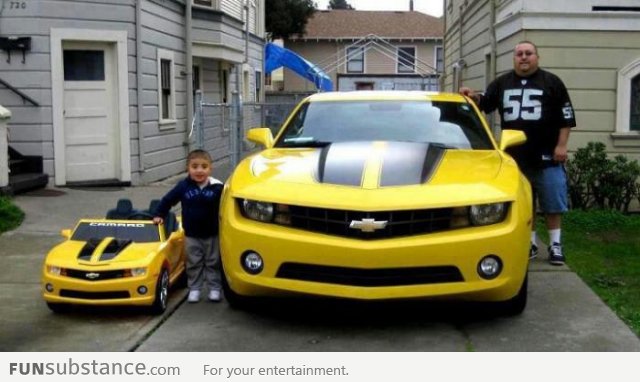Father and son with their rides