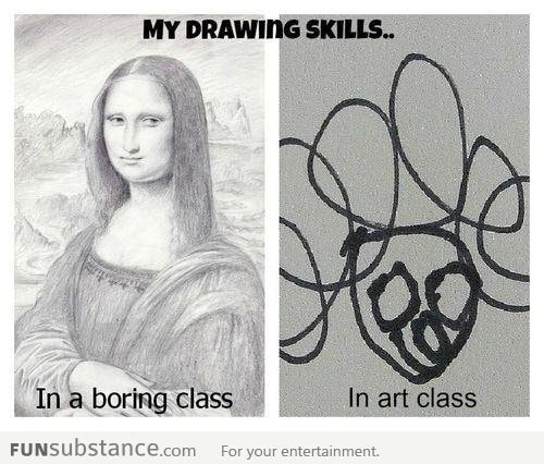 Me in an art and in a boring class