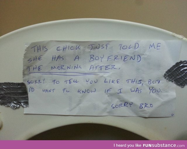 Note under toilet seat...