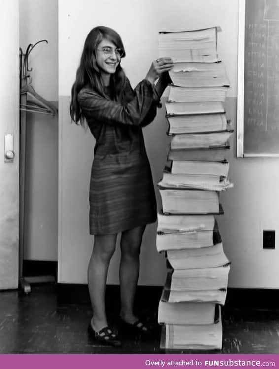 This is Margaret Hamilton, NASA lead software engineer, and this is the Apollo guidance