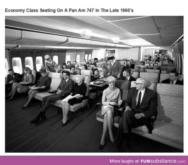 Economy Class Seating On a Pan Am 747 in The late 1960's