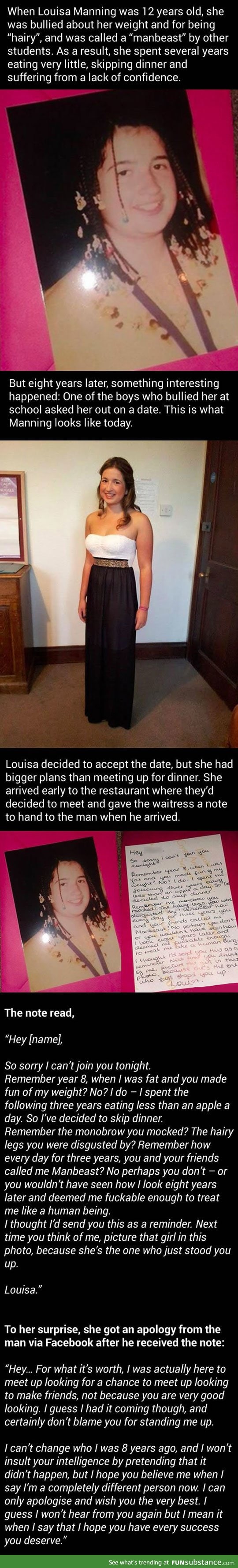 Former bully asked her out, this is how she reacted