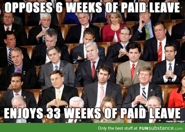 Congress Opposes 6 weeks of Paid Leave, yet enjoys 33 weeks of Paid Leave