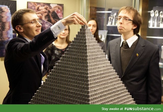 The world's largest coin pyramid, made up of 1 million coins