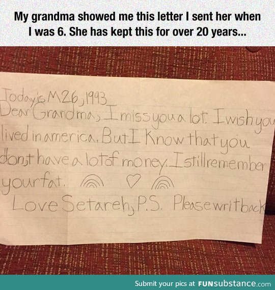 Card sent to grandmother twenty years ago