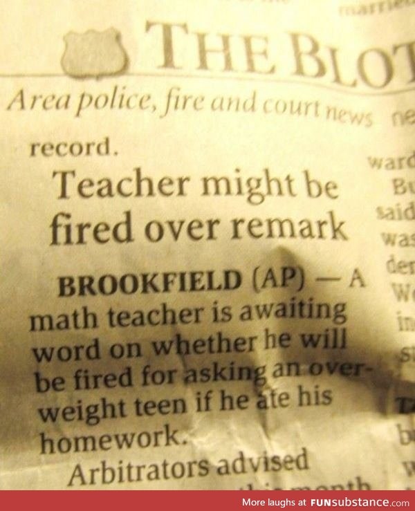 Teacher might get fired over remark