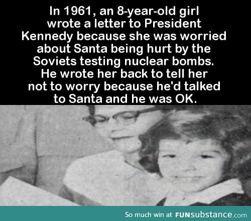 In 1961, an 8-year-old girl wrote a letter to President Kennedy because she was worried
