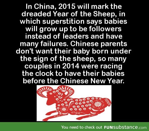 In China, 2015 will mark the dreaded Year of the Sheep