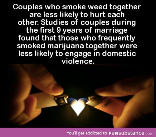 Couples who smoke weed together are less likely to hurt each other