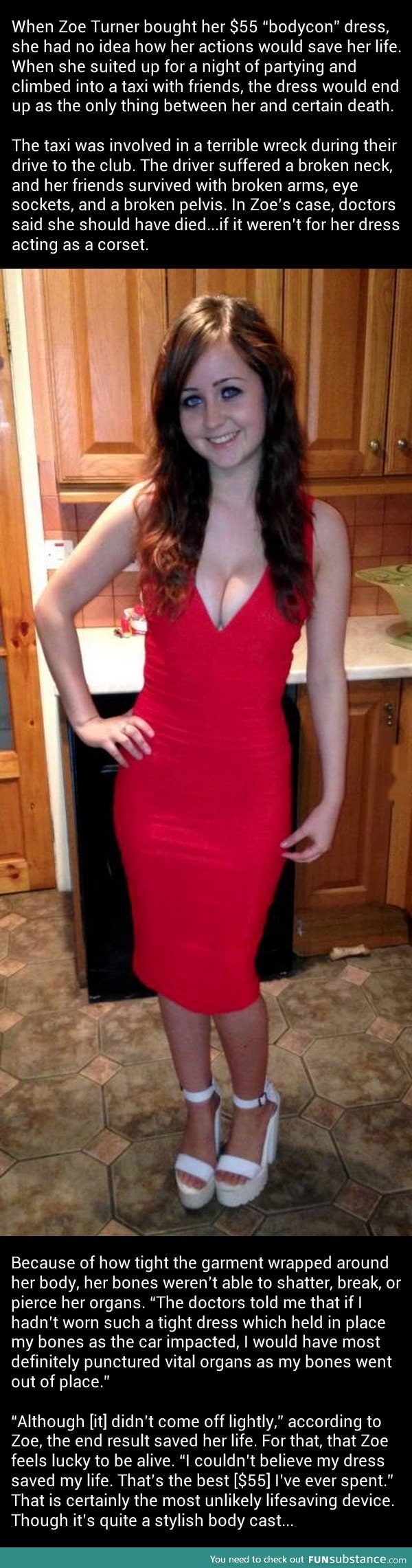 This girl in an incredibly tight dress was saved by something unexpected