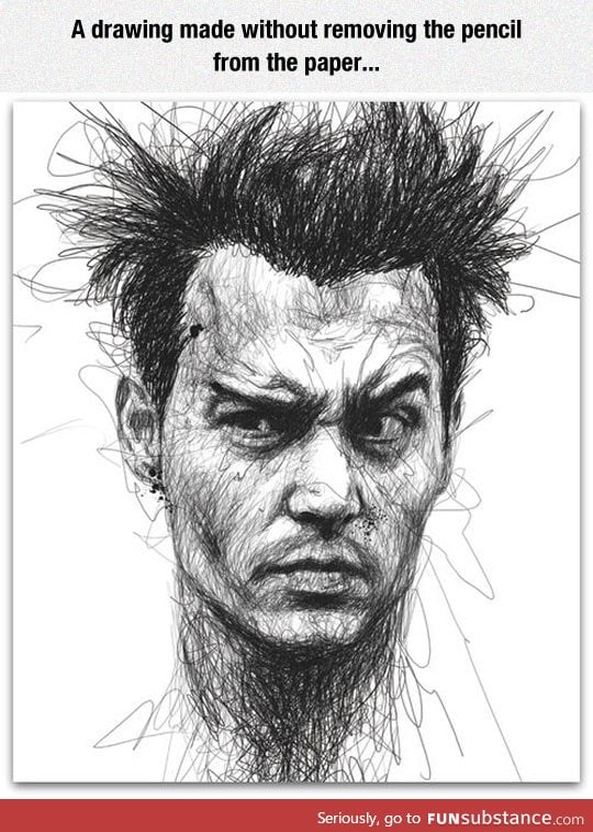 Unique drawing of johnny depp
