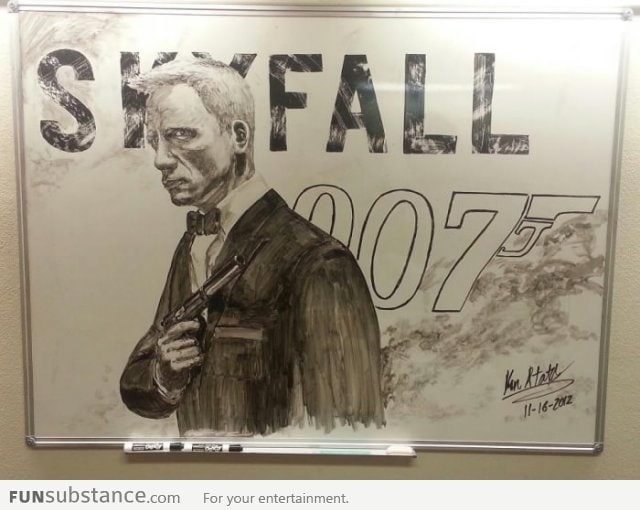 Saw this awesome James Bond on the whiteboard at my school