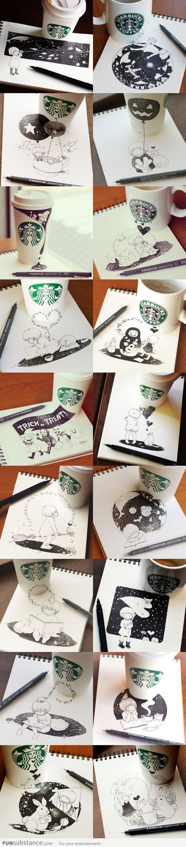 Awesome Starbucks Drawings by Tomoko Shintani