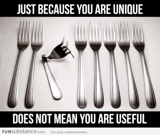 Just because you are unique does not mean you useful