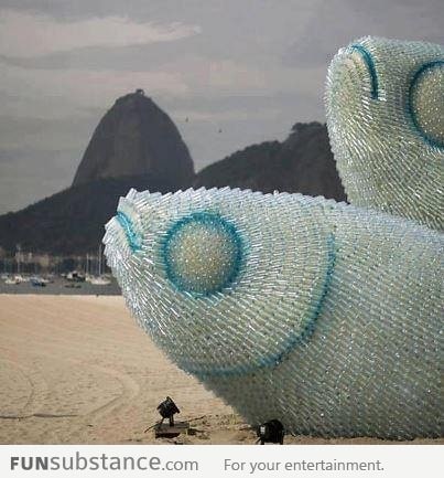 Fish Sculptures Made from Discarded Plastic Bottles in Rio