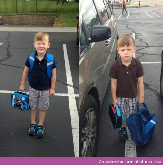 first day at school vs second day at school