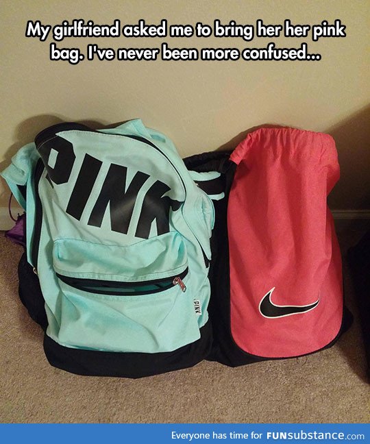 Her pink bag