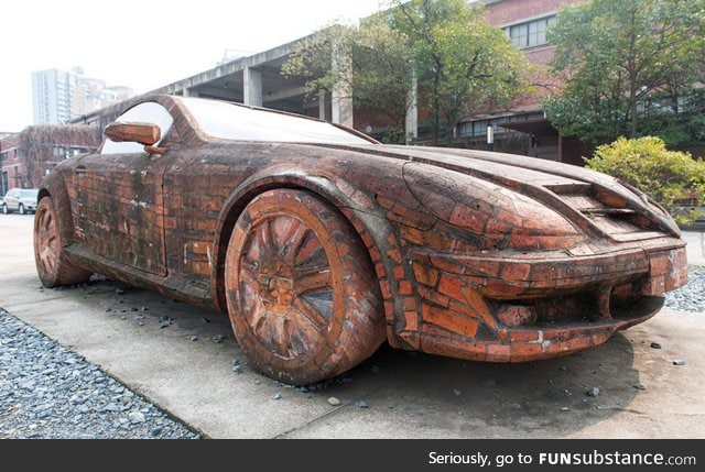 This is a Mercedes Benz car built out of bricks