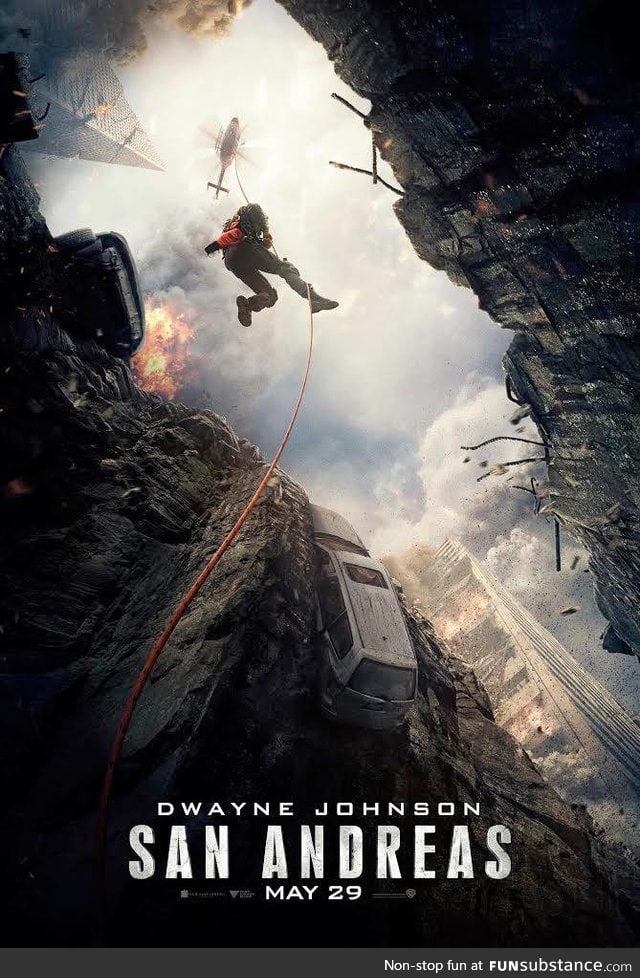 San Andreas Movie Poster, action-adventure disaster film starring Dwayne Johnson