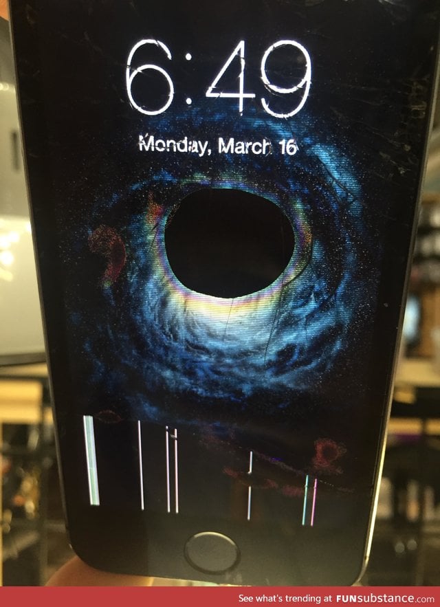 When this iPhone cracked, it formed a black hole in the center of a galaxy