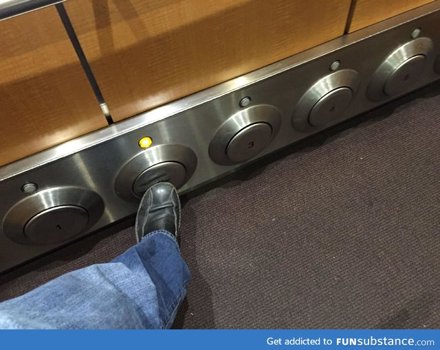 This elevator has foot buttons