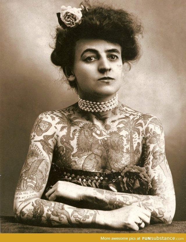 This was the first female tattoo artist in the US, Ladies and Gentlemen, Maud Wagner