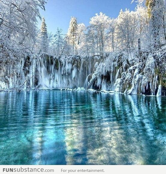 Frozen Plitvice Lakes, Croatia