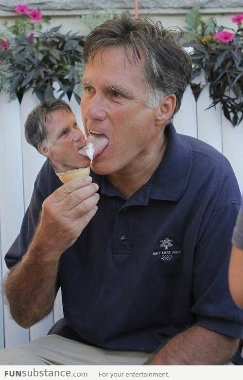Mitt Romney with a cone
