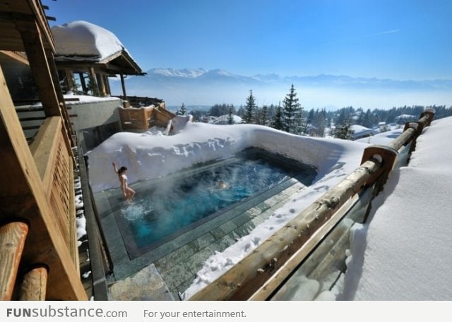 A ski resort in the Alps