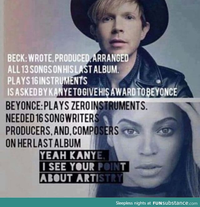 Beck doesn't have artistry like Beyoncé