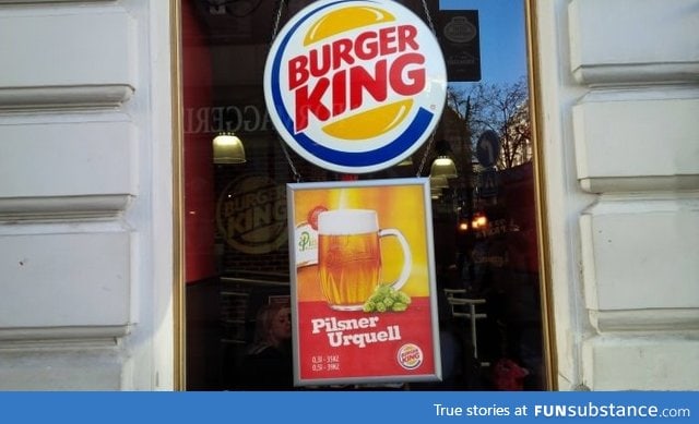 In the Czech Republic, Burger King serves beer from tap